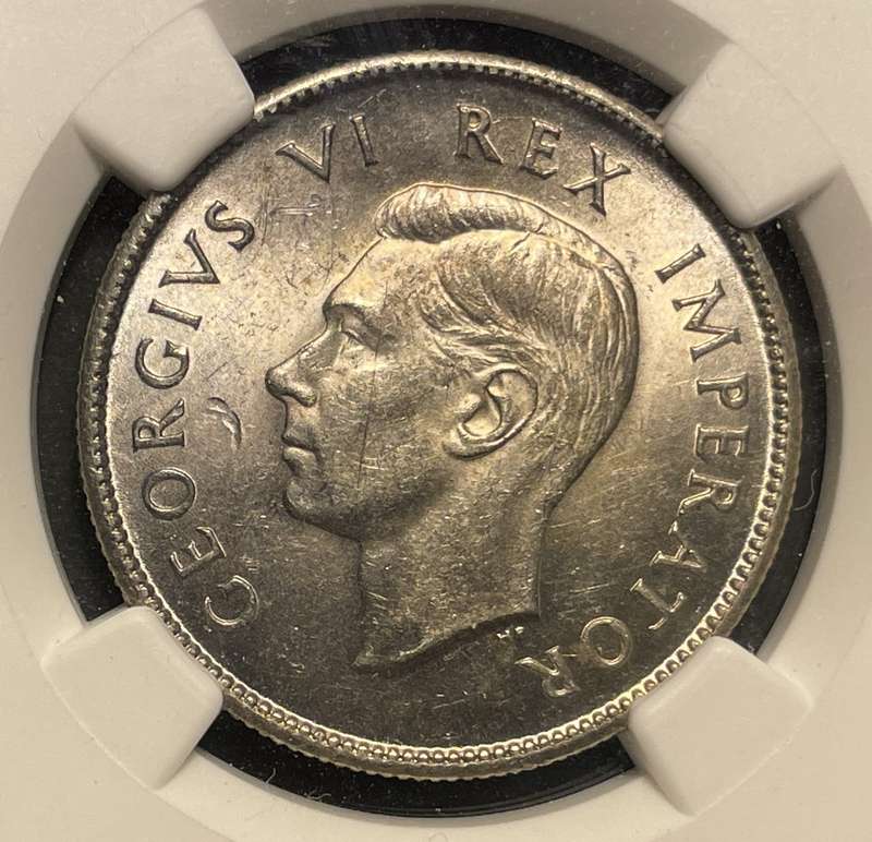 RARE 1939 SA Union silver 2 shilling coin in UNC! - Graded UNC Det. by NGC - Catalogue value is R10K