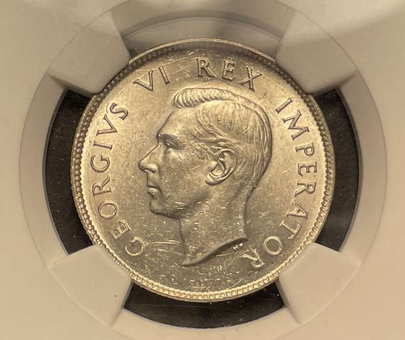 Rare 1945 SA Union silver 2 shilling coin NGC Graded MS61 - In my opinion it should be at least a 62