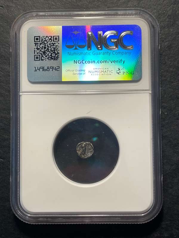 404 BC Ancient Athens Silver Obol (1/6 drachm) coin - Athena and Owl - Very rare and Graded by NGC!
