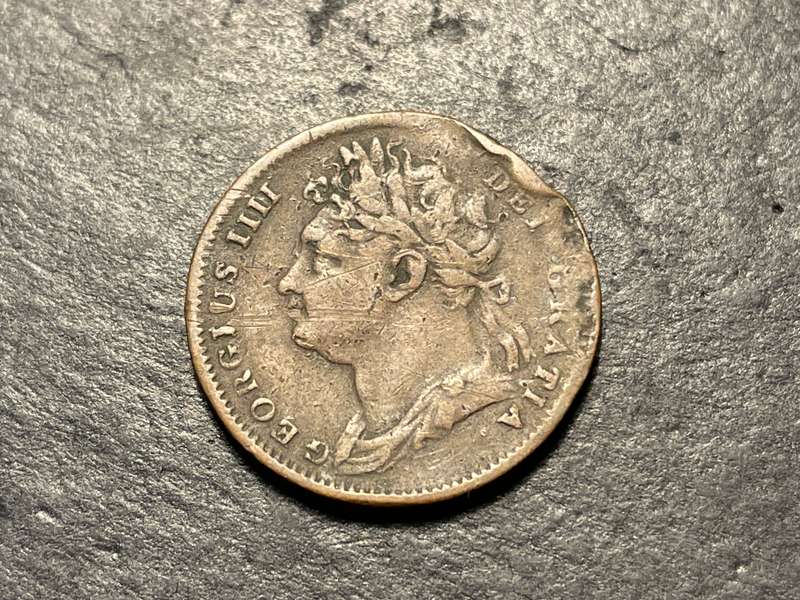 199 years old - 1826 dated British bronze 1/4 penny (farthing) coin