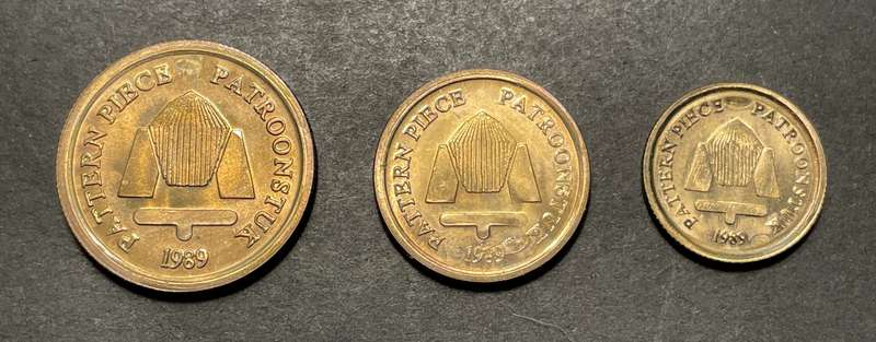 Scarce 1989 RSA Pattern coins - The 3 Brass denominations (10c, 20c, 50c) - UNC - Large D-F reverse