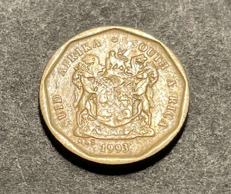Rare Error 1993 RSA 10 cent coin with a Strange "Filled-Letter" Error ( #outh A#rica )