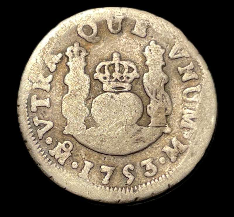 Scarce Old 1753 silver 1 real coin from "New Spain" (Mexico) - Ferdinand VI