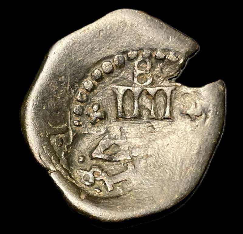 Old Copper Cob 1654 Spanish 4 Maravedis coin - Countermarked IIII - King Philip IV - Scarce