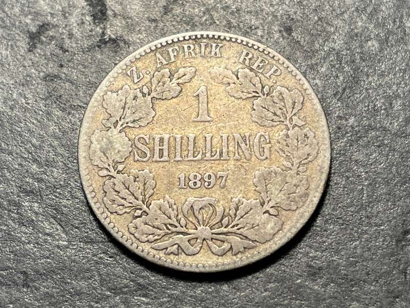 ZAR Silver 1897 One shilling (1/-) coin - President Kruger issue - Only 397,300 minted