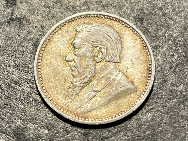 ZAR Silver 1897 Threepence (3d or tickey) coin - President Kruger issue - Only 200,600 minted