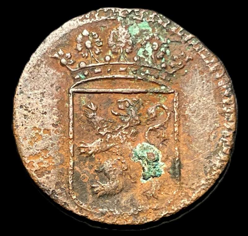 Scarce Old 1732 VOC Holland Copper 1 Duit coin