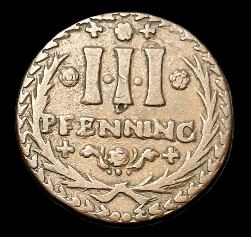 Scarce old 1760 III (3) Pfennigs City of Osnabrück (German States) - Only 57,263 coins minted