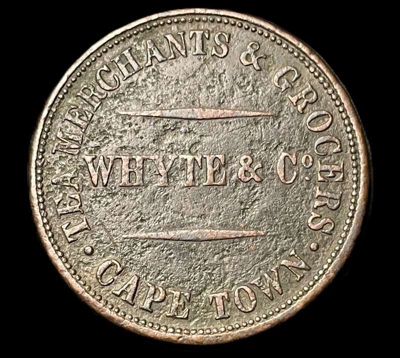 Scarce 1861 Cape Of Good Hope token - Whyte & Co - Copper/Bronze - Hern 662a