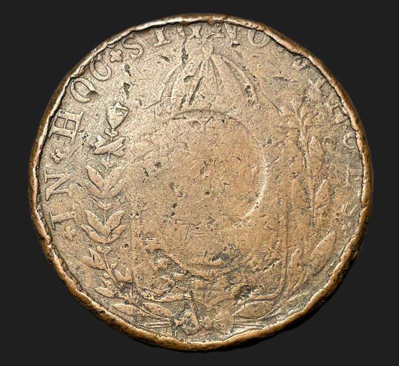 Scarce Old 1830 R Brazilian Copper 40 Réis - Countermarked - Large Crown sized coin
