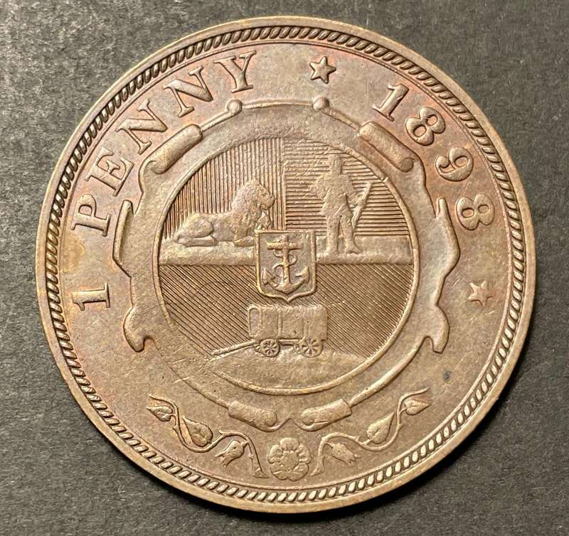 Nicer ZAR Kruger 1 penny coin of 1898 - Almost 130 years old!