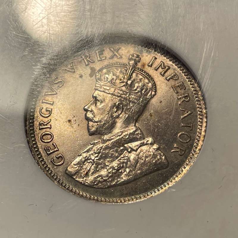Catalogued at R20,000 in UNC | Beautiful 1924 South African silver shilling coin NGC graded MS63!