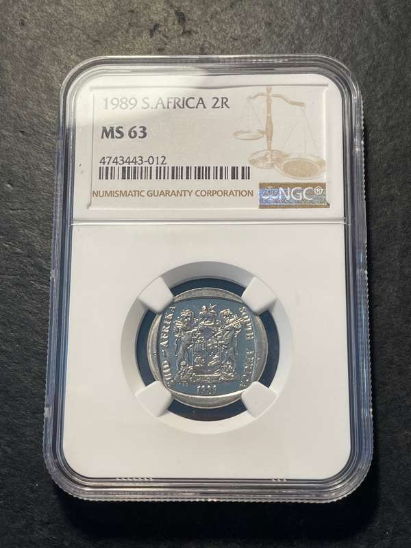 Never issued in Mint packs! | 1989 South African R2 coin NGC graded MS63 - Only 3 coins better!
