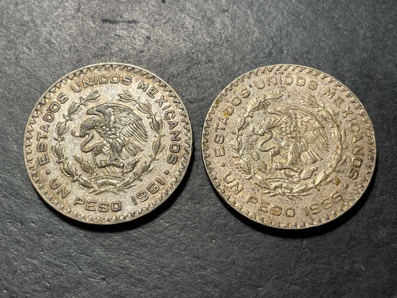 Large Mexican Silver 1 peso coin from the 1960s | Only 2 available