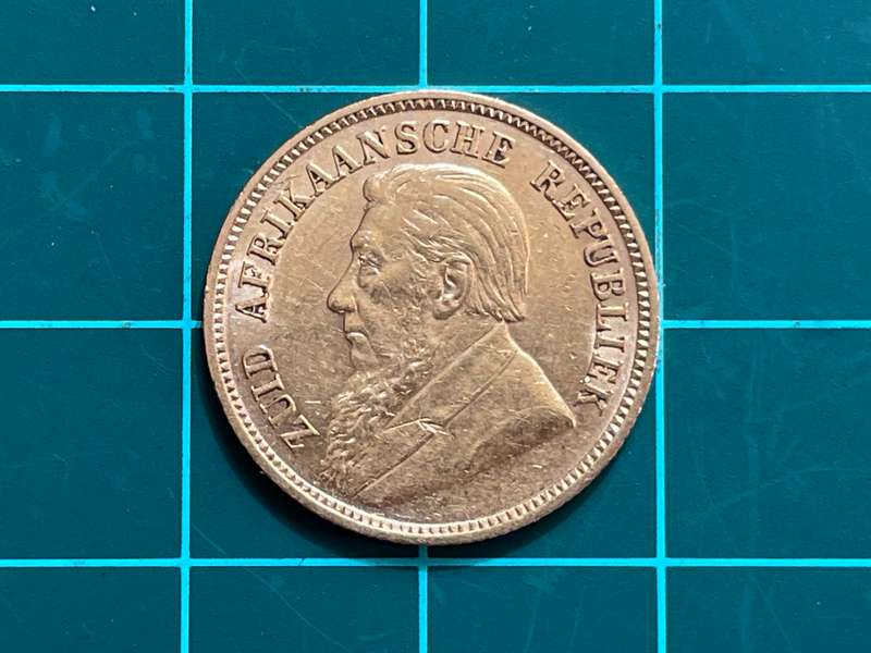 GOLD Paul Kruger ZAR half pond of 1896 - Solid 22 carat gold - Low mintage of only 103,600