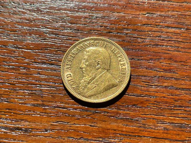 GOLD Paul Kruger ZAR half pond of 1896 - Solid 22 carat gold - Low mintage of only 103,600