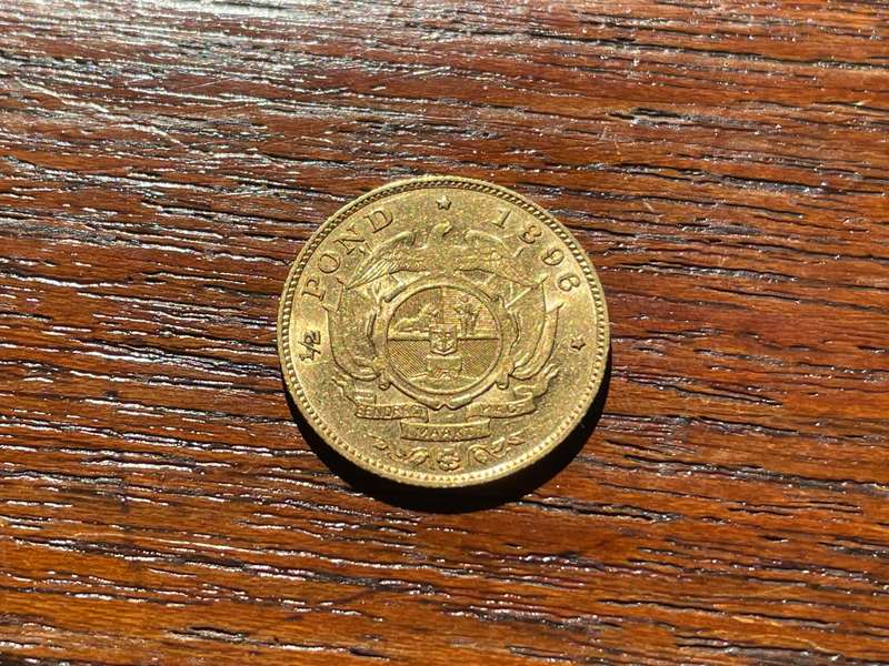 GOLD Paul Kruger ZAR half pond of 1896 - Solid 22 carat gold - Low mintage of only 103,600
