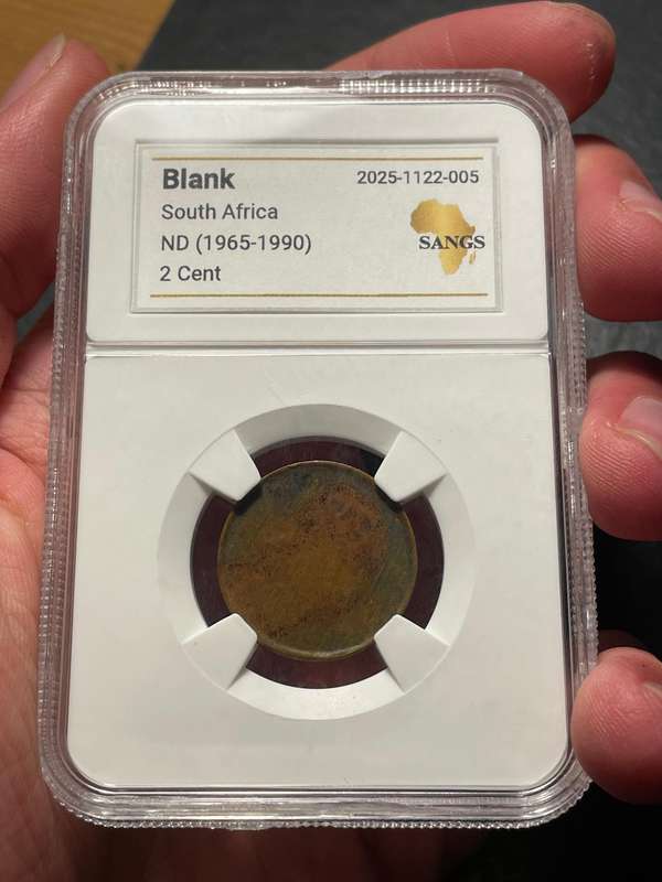 Rare! Error South African 2 cent blank planchets (1965 to 1990) graded by SANGS - Lot 2 of 3