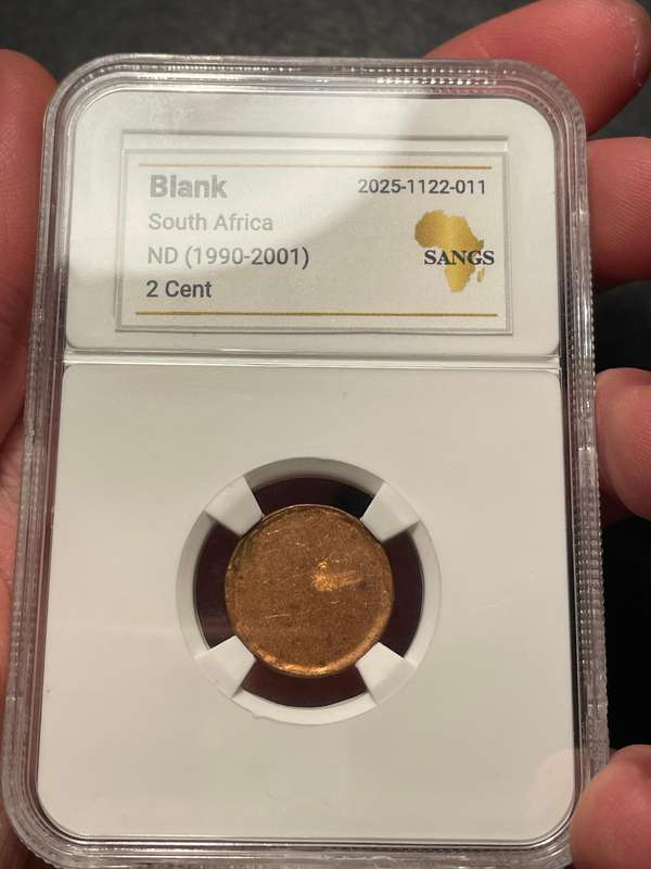 Rare! Error South African 2 cent blank planchets (1990 to 2001) graded by SANGS - Lot 2 of 4