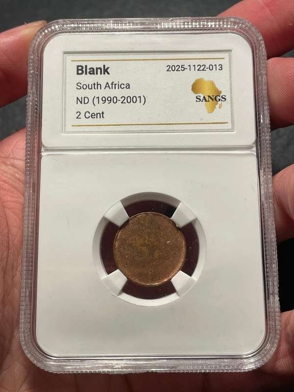 Rare! Error South African 2 cent blank planchets (1990 to 2001) graded by SANGS - Lot 4 of 4