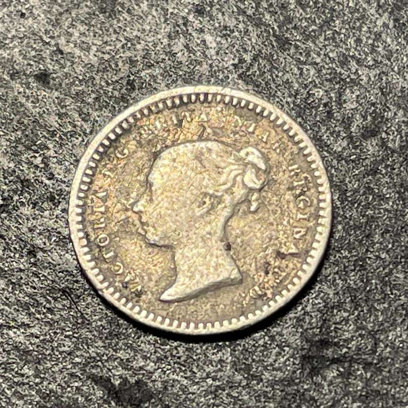 Tiny Silver One-and-a-half penny coin - 1843 Queen Victoria issue.