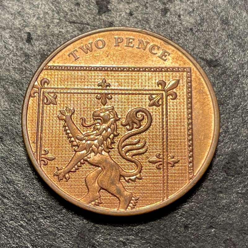 Shiny copper 2013 two pence coin from the United Kingdom - Queen Elizabeth II