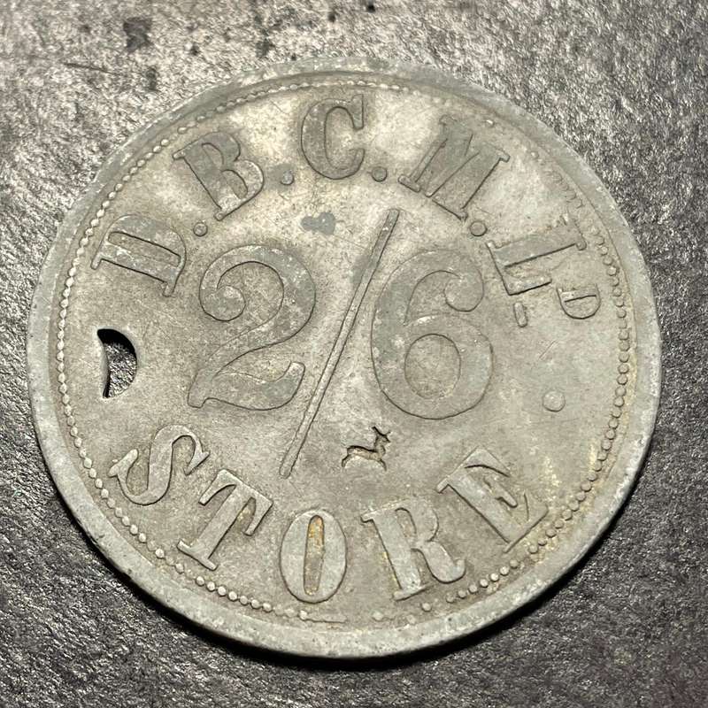 Very large De Beer's diamond mines 2/6- token - Du Toitspan mine