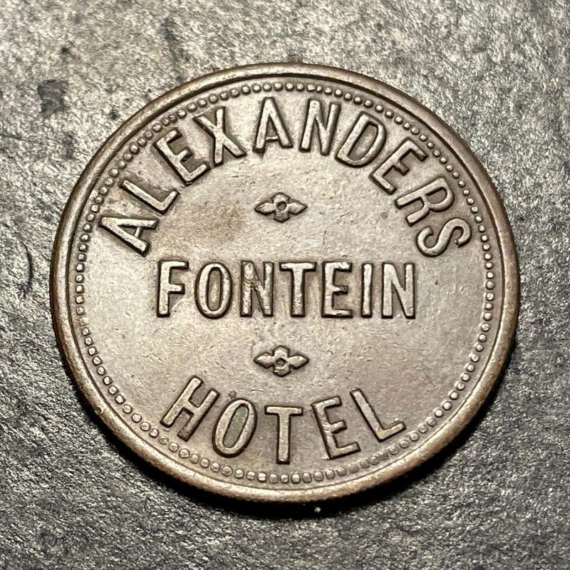 Very rare Alexander's Fontein Hotel 3 pence South African bronze token - MTB #020