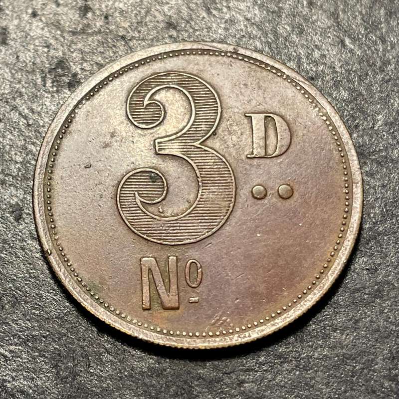 Very rare Alexander's Fontein Hotel 3 pence South African bronze token - MTB #020