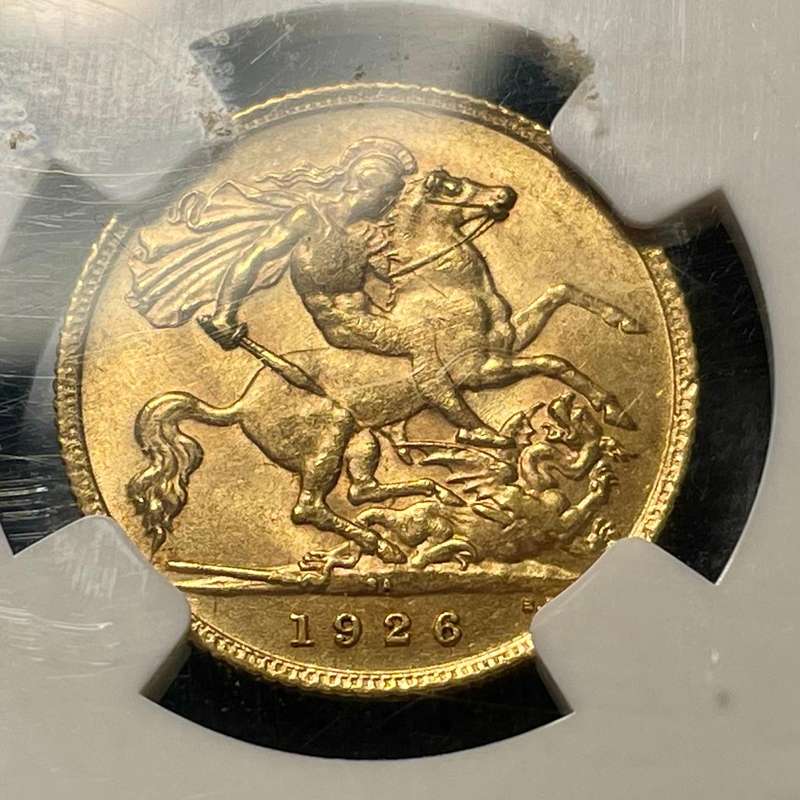 Gold 1926 Union of South Africa half sovereign coin - NGC graded MS61 - Low mintage issue