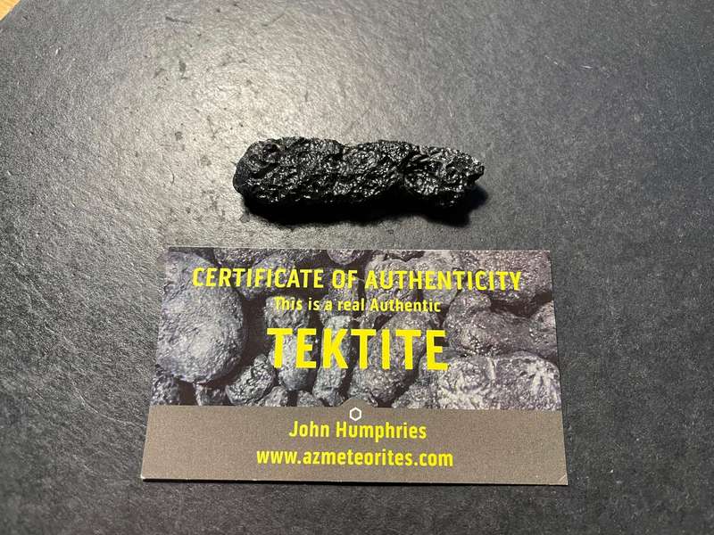 Large 63.5 ct Genuine Tektite meteorite impact crater stone with Certificate of Authenticity