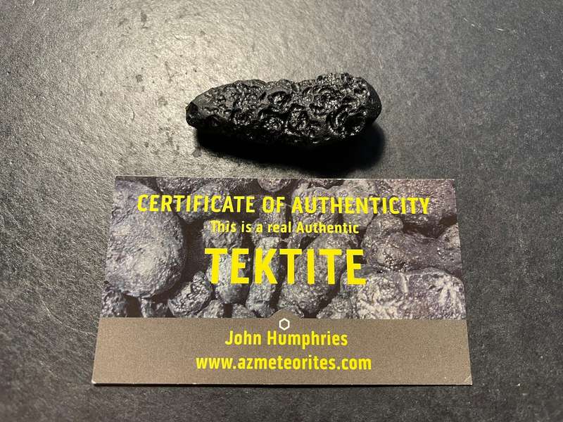 Large 80 ct Genuine Tektite meteorite impact crater stone with Certificate of Authenticity