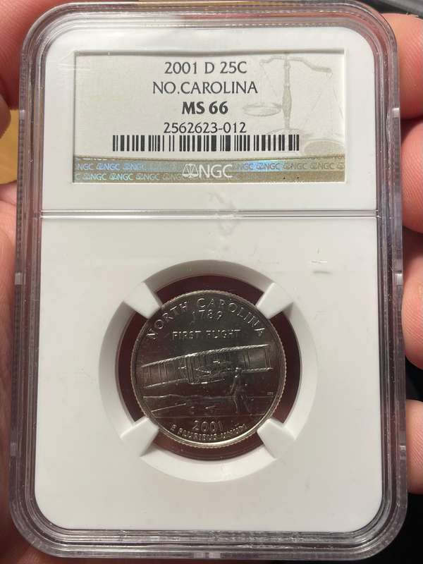 NGC MS66 American 2001 state quarter dollar coin - State of North Carolina