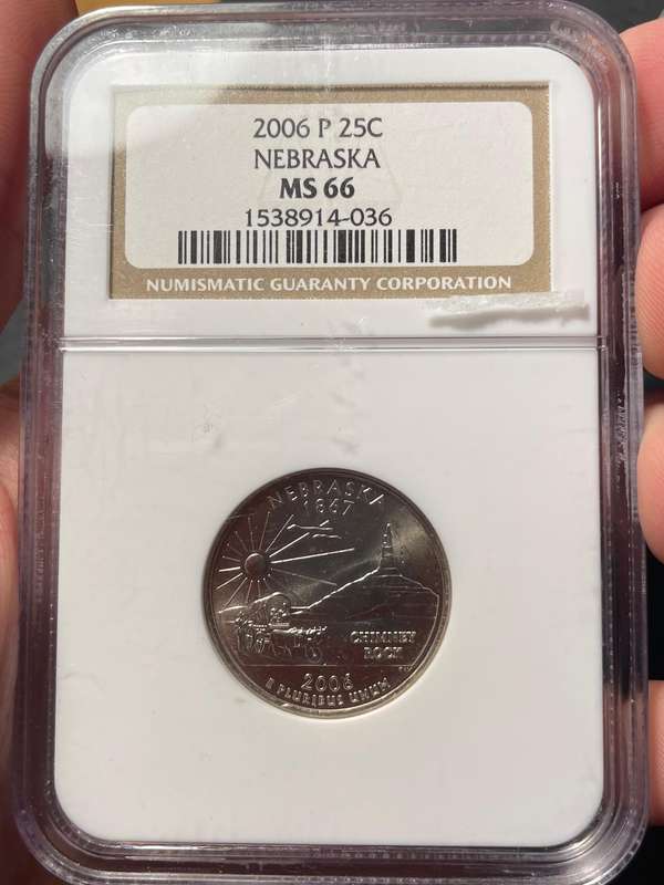 NGC MS66 American 2006 state quarter dollar coin - State of Nebraska