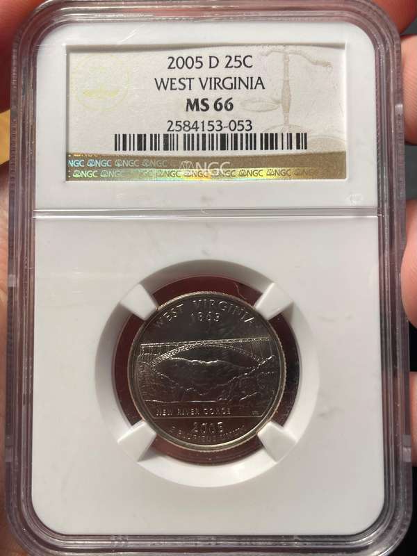 NGC MS66 American 2005 state quarter dollar coin - State of West Virginia