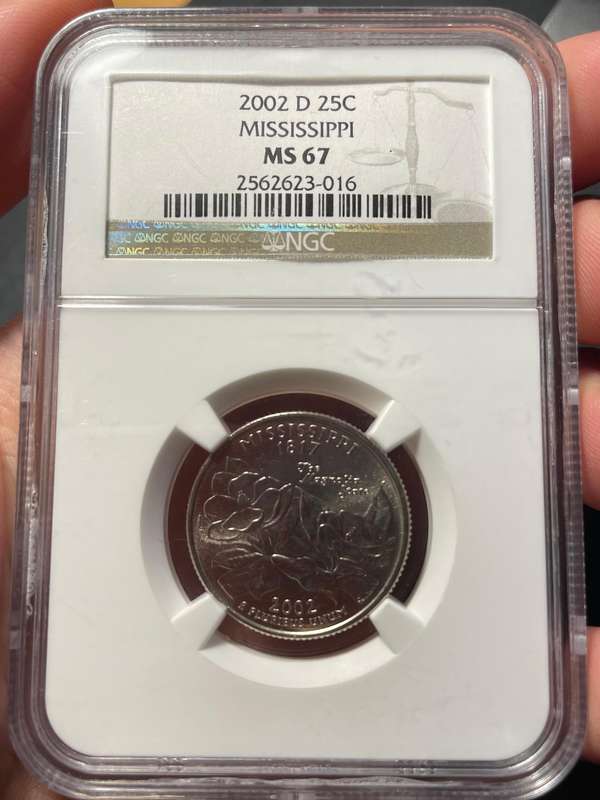 NGC MS67 American 2002 state quarter dollar coin - State of Mississippi