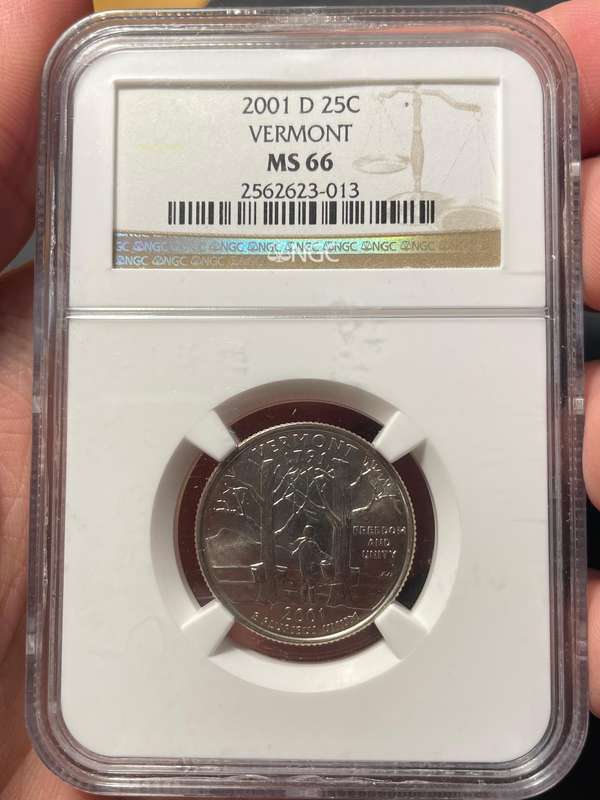 NGC MS66 American 2001 state quarter dollar coin - State of Vermont