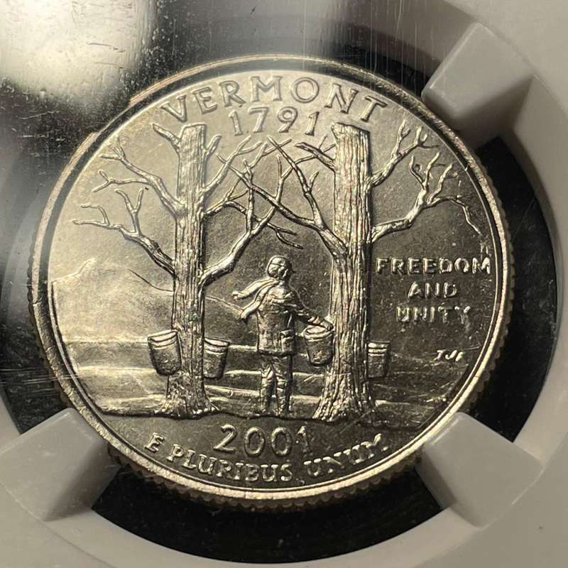 NGC MS66 American 2001 state quarter dollar coin - State of Vermont