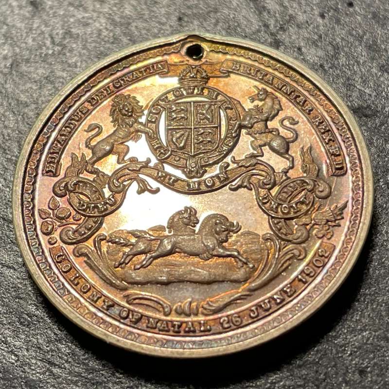 Stunning proof silver medallion commemorating the coronation of King Edward VII - Natal, 1902