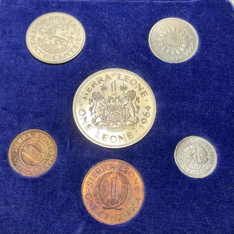 Only 10,000 minted - Sierra Leone proof set in original case from 1964