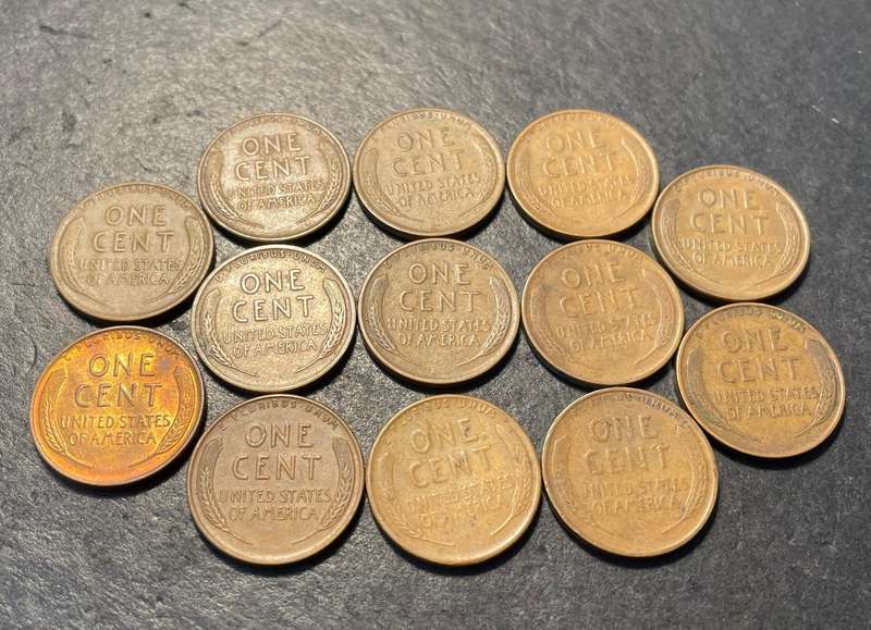 American wheat pennies - Lot of 13x different date-and-mintmark combinations from the 1930s