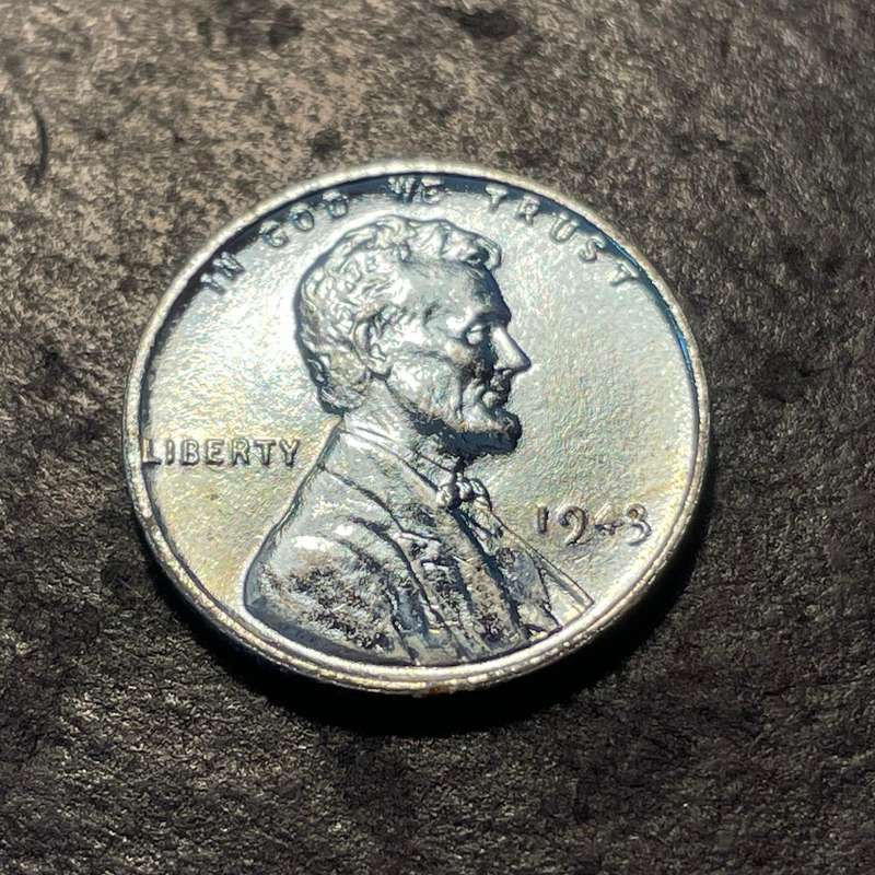 Minted in steel to save copper for World War II - 1943 American zinc plated steel 1 cent coin