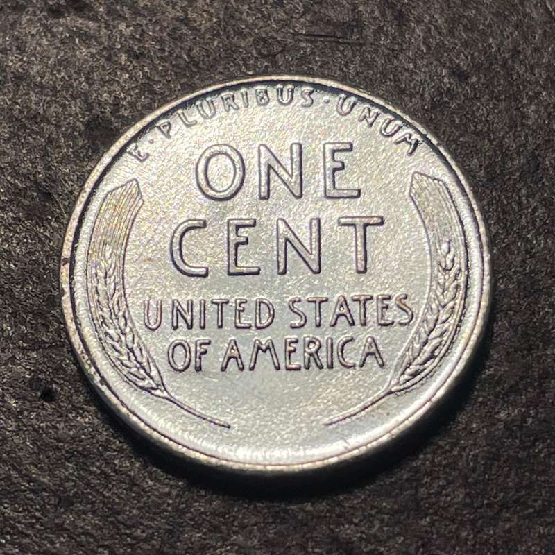 Minted in steel to save copper for World War II - 1943 American zinc plated steel 1 cent coin
