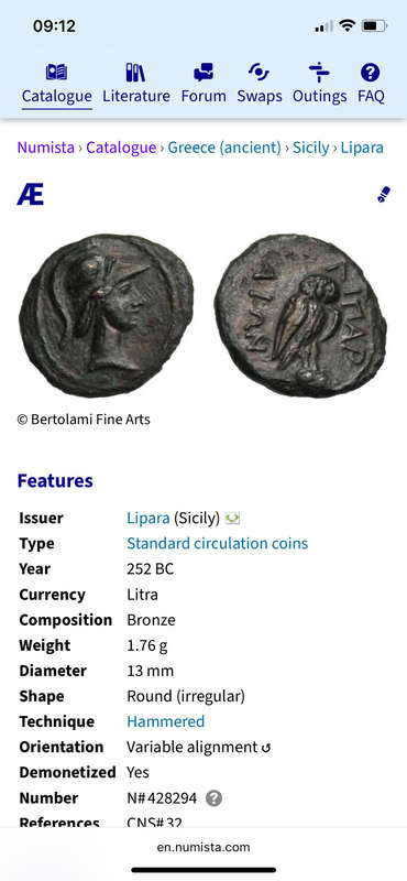 Ancient Greek +/- 2250 years old bronze coin with owl on reverse