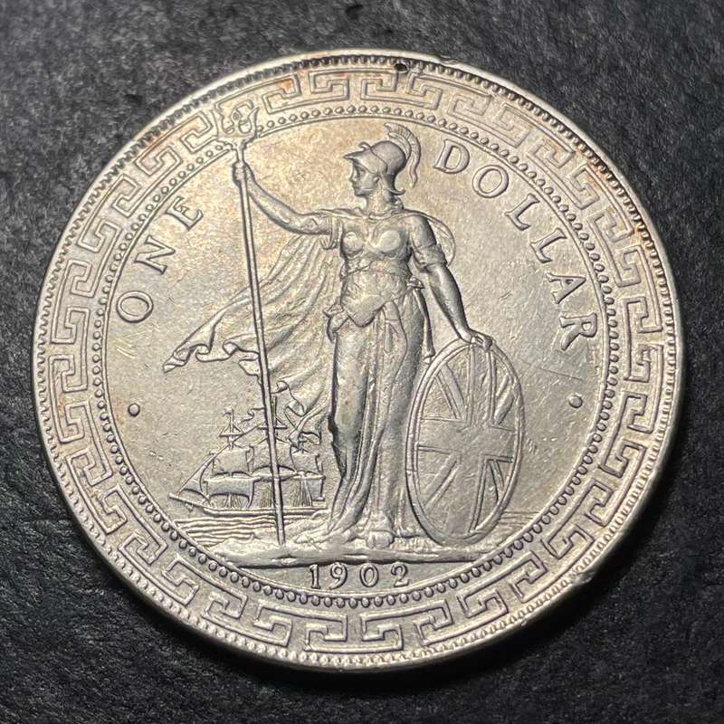 Beautiful large 1902 Silver British trade dollar coin - 39mm in diameter
