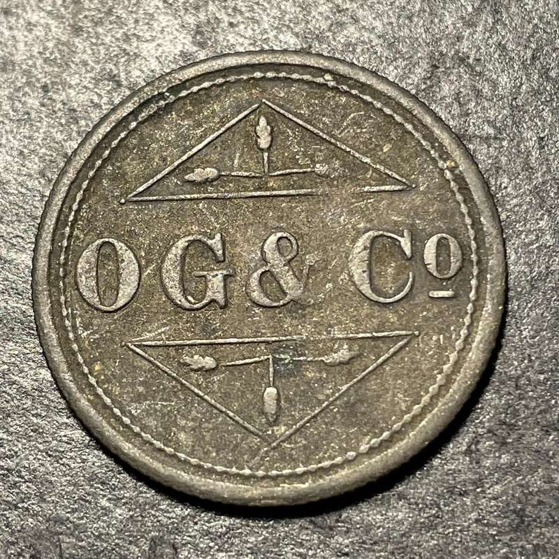Rare 1920s OG & Co South African 1/6 shilling token - Grey metal variety?