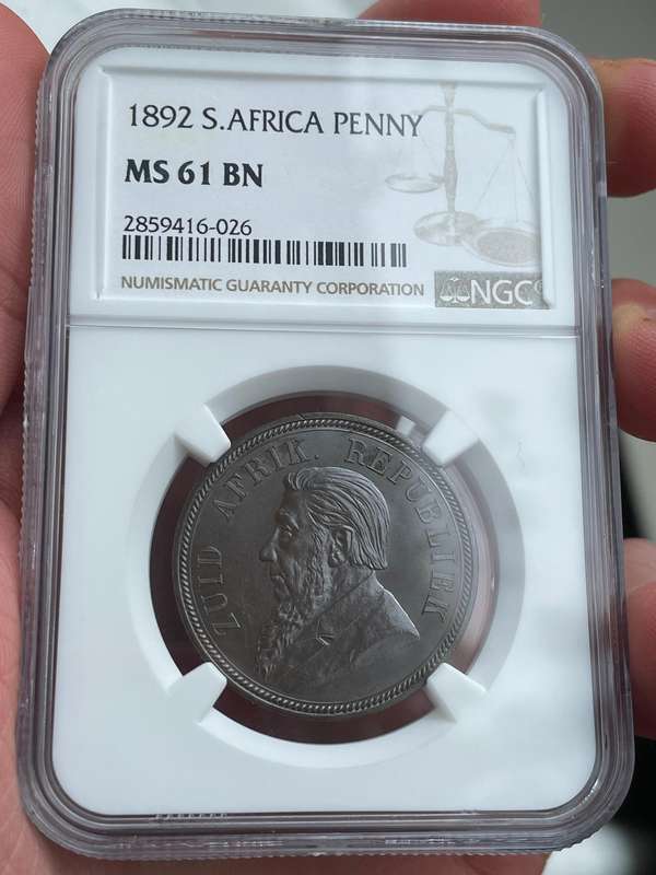 Stunning MS61 1892 ZAR penny graded by NGC - Obsidian black finish