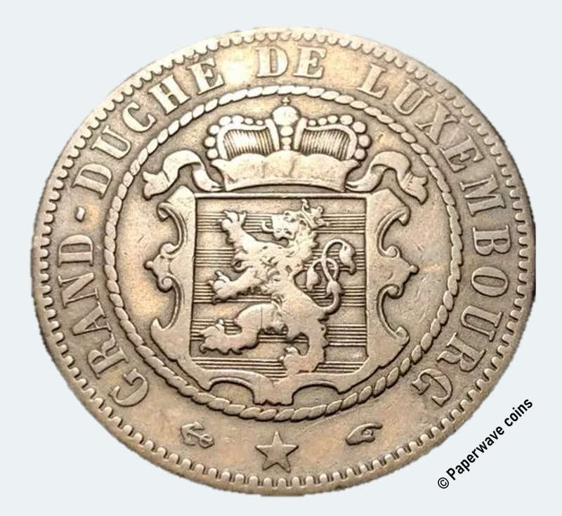 Luxembourg 1855 Bronze 10 centimes coin - Beautiful design