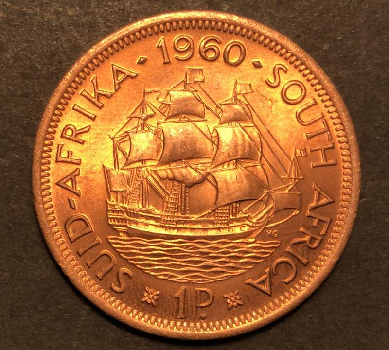 Uncommon 1960/0 Overdate SA Union 1 penny coin - Fiery red UNC - Only 4 Graded at NGC in total!