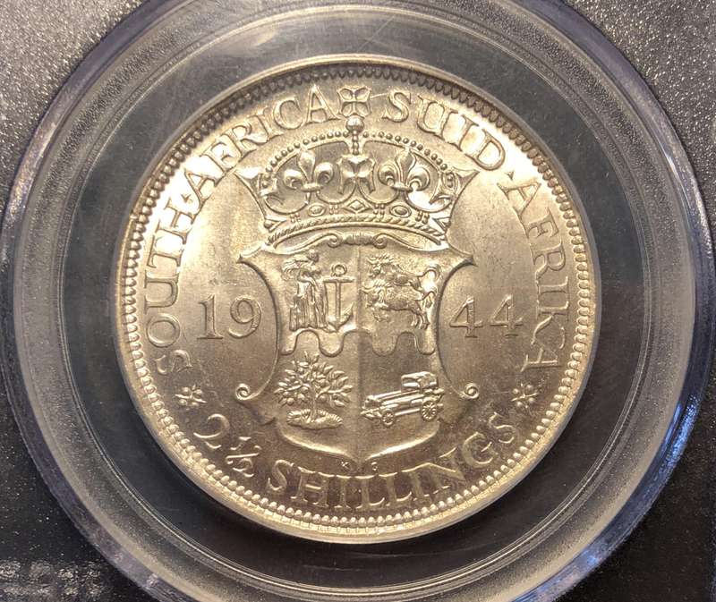 Beautiful 1944 Union silver 2 ½ shilling coin graded MS63 by PCGS - High catalogue value